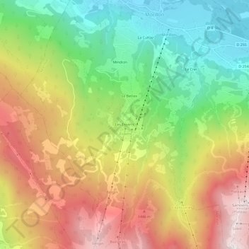 Mapa topográfico Les Esserts, altitude, relevo