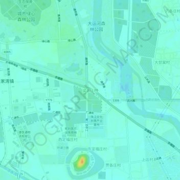 Mapa topográfico 梁各庄村, altitude, relevo