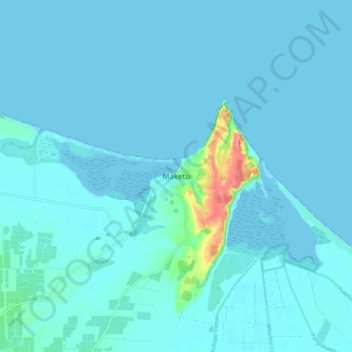 Mapa topográfico Maketu, altitude, relevo
