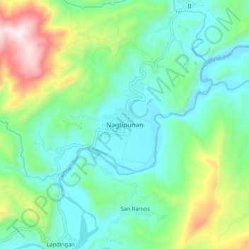 Mapa topográfico Nagtipunan, altitude, relevo