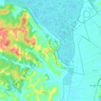 Mapa topográfico Massarella, altitude, relevo