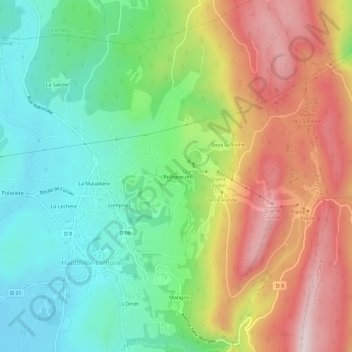 Mapa topográfico Belligneux, altitude, relevo