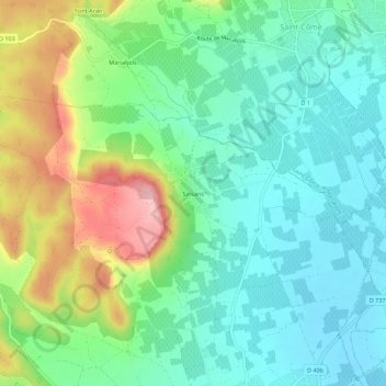 Mapa topográfico Sinsans, altitude, relevo