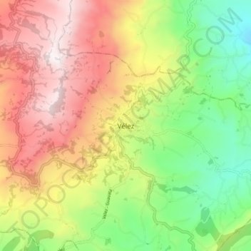 Mapa topográfico Vélez, altitude, relevo