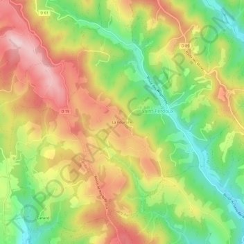 Mapa topográfico La Poursille, altitude, relevo