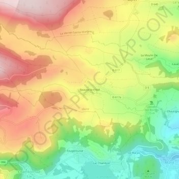 Mapa topográfico Beaune-le-Froid, altitude, relevo