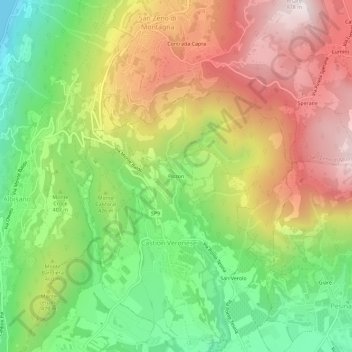 Mapa topográfico Pizzon, altitude, relevo