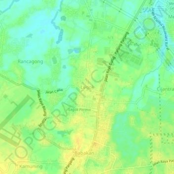 Mapa topográfico Legok, altitude, relevo