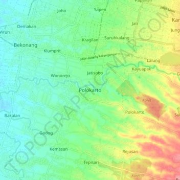 Mapa topográfico Polokarto, altitude, relevo