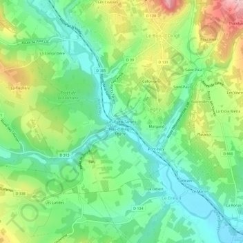 Mapa topográfico Les Ponts Tarrets, altitude, relevo