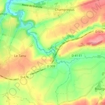 Mapa topográfico Le Val d'Airou, altitude, relevo
