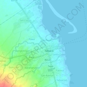 Mapa topográfico Bombon, altitude, relevo