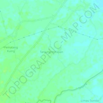 Mapa topográfico Tanjung Harapan, altitude, relevo