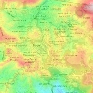 Mapa topográfico Harrison-Claudio-Carantes, altitude, relevo