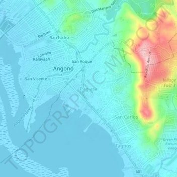 Mapa topográfico Pag-asa, altitude, relevo
