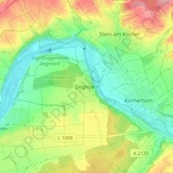 Mapa topográfico Degmarn, altitude, relevo