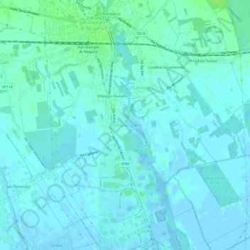 Mapa topográfico Porto Nogaro, altitude, relevo