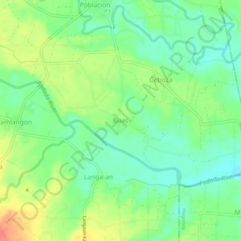 Mapa topográfico Buas, altitude, relevo