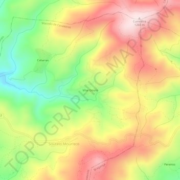 Mapa topográfico Vilar Douro, altitude, relevo