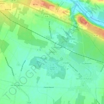 Mapa topográfico La Pallue, altitude, relevo