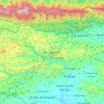 Mapa topográfico La Lagunita, altitude, relevo