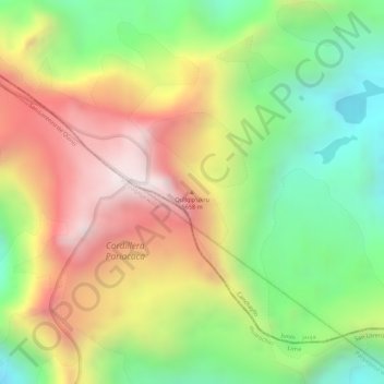Mapa topográfico Nevado Colquepucro, altitude, relevo