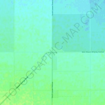 Mapa topográfico Five Points, altitude, relevo
