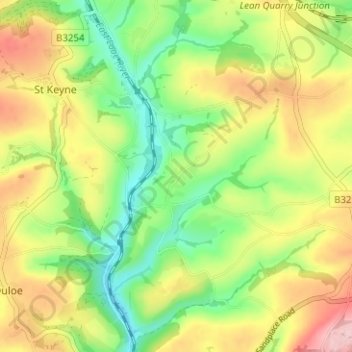 Mapa topográfico Trewidland, altitude, relevo