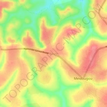 Mapa topográfico Bougi, altitude, relevo