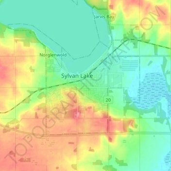 Mapa topográfico Sylvan Lake, altitude, relevo