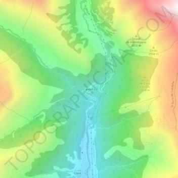 Mapa topográfico Cabdella, altitude, relevo