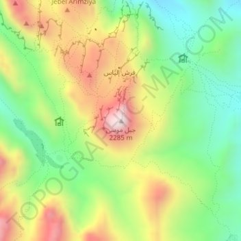 Mapa topográfico Monte Sinaí, altitude, relevo