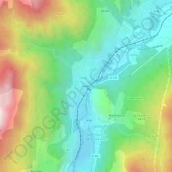 Mapa topográfico Prelles, altitude, relevo
