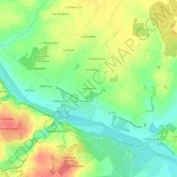 Mapa topográfico Les Places, altitude, relevo