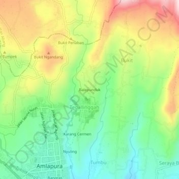 Mapa topográfico Balepunduk, altitude, relevo