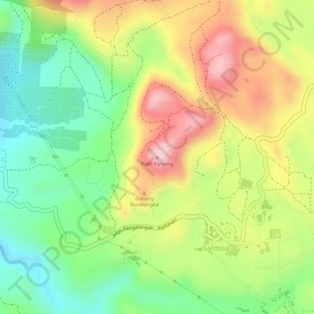 Mapa topográfico Pasir Panjang, altitude, relevo