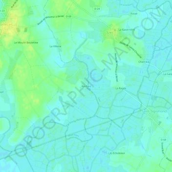 Mapa topográfico Anchais, altitude, relevo