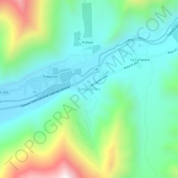Mapa topográfico Andacollito, altitude, relevo