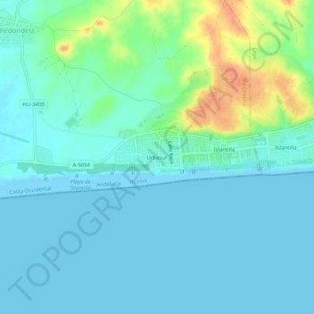Mapa topográfico Urbasur, altitude, relevo