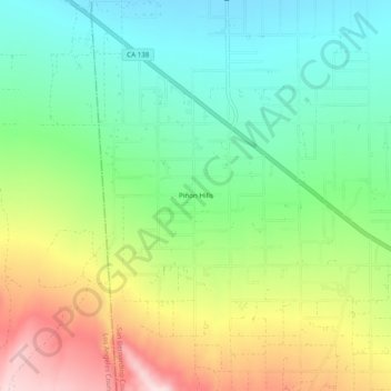 Mapa topográfico Piñon Hills, altitude, relevo