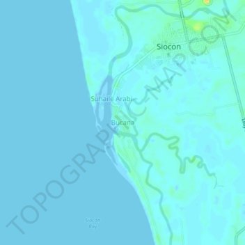 Mapa topográfico Bucana, altitude, relevo