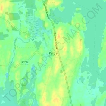 Mapa topográfico Partry, altitude, relevo
