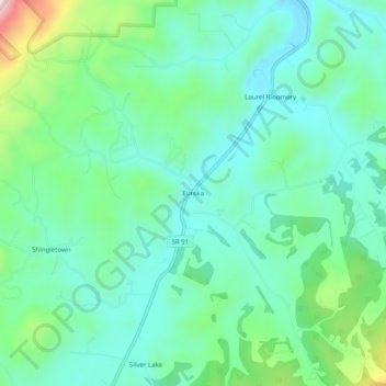 Mapa topográfico Eureka, altitude, relevo