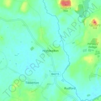 Mapa topográfico Highleadon, altitude, relevo