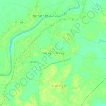 Mapa topográfico Sukagumiwang, altitude, relevo