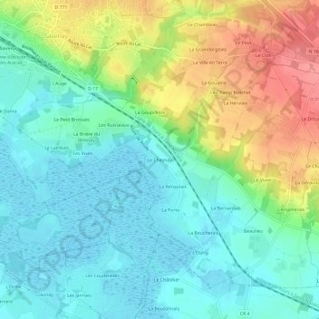 Mapa topográfico Le Chesnay, altitude, relevo