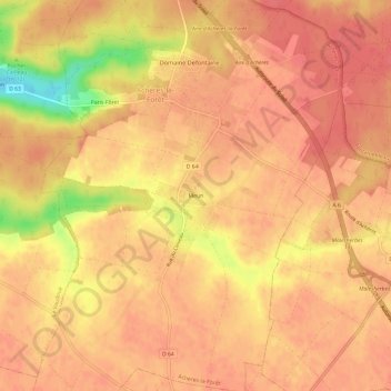 Mapa topográfico Meun, altitude, relevo