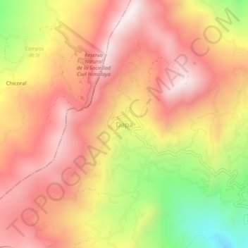Mapa topográfico Dapa, altitude, relevo