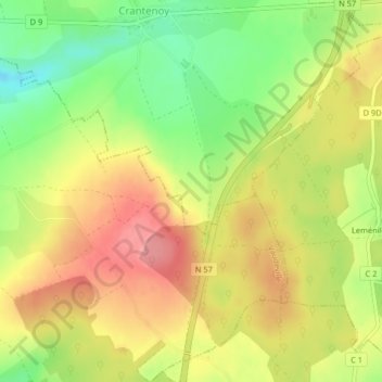 Mapa topográfico Chasel, altitude, relevo