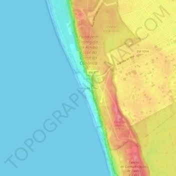 Mapa topográfico Fonte da Telha, altitude, relevo